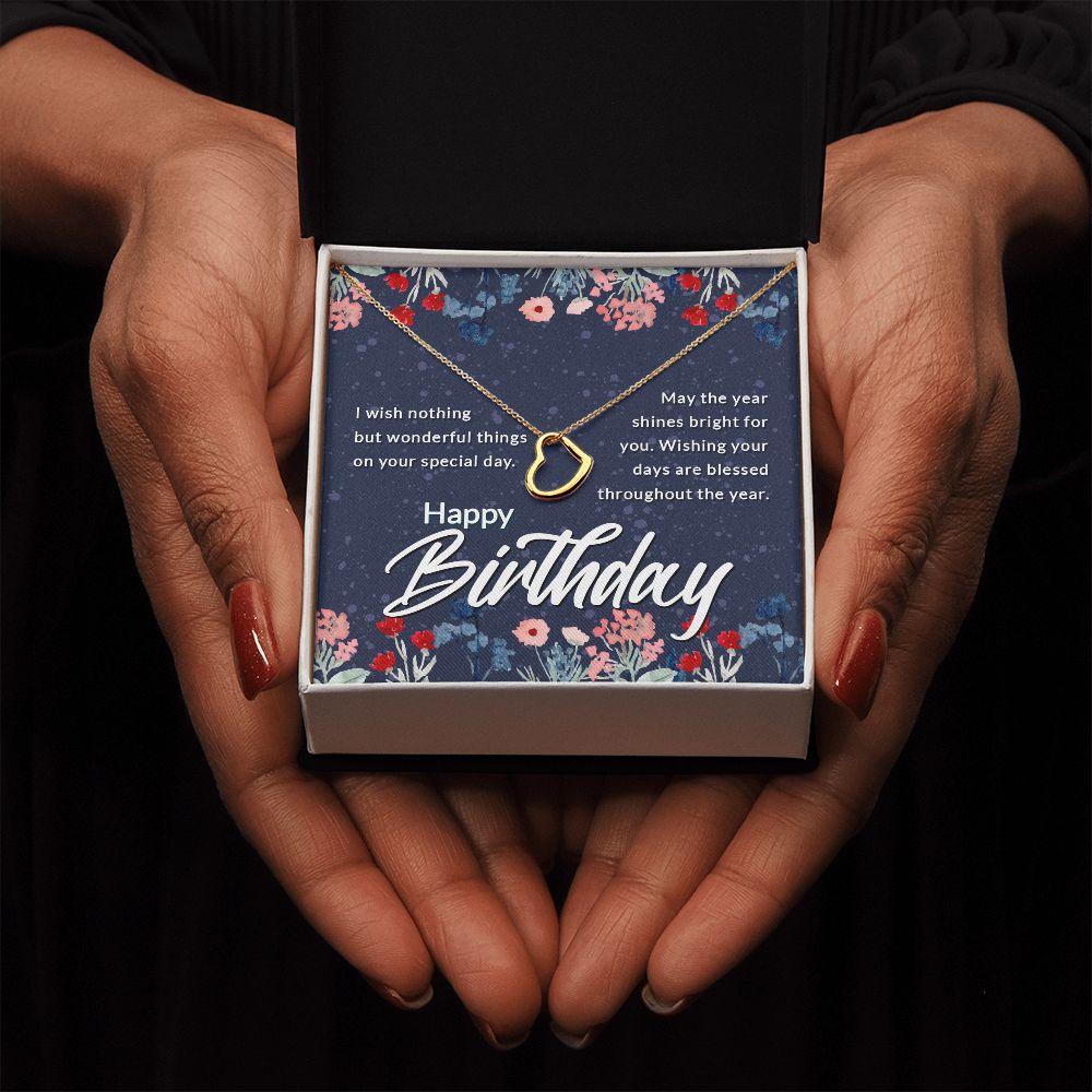 Happy Birthday | May the year shines bright for You - Delicate Heart Necklace