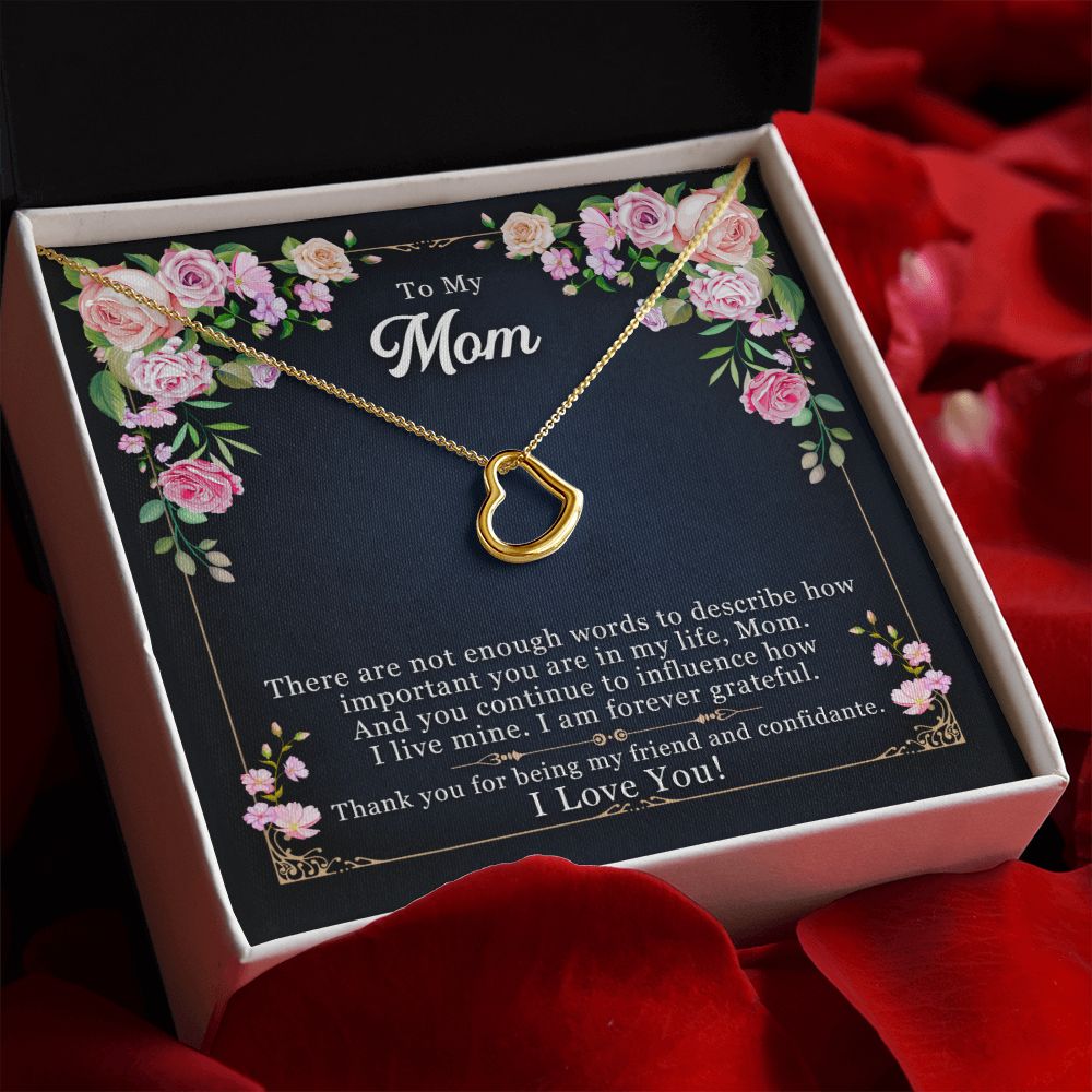 To My Mom | Forever Thankful to Mom - Delicate Heart Necklace