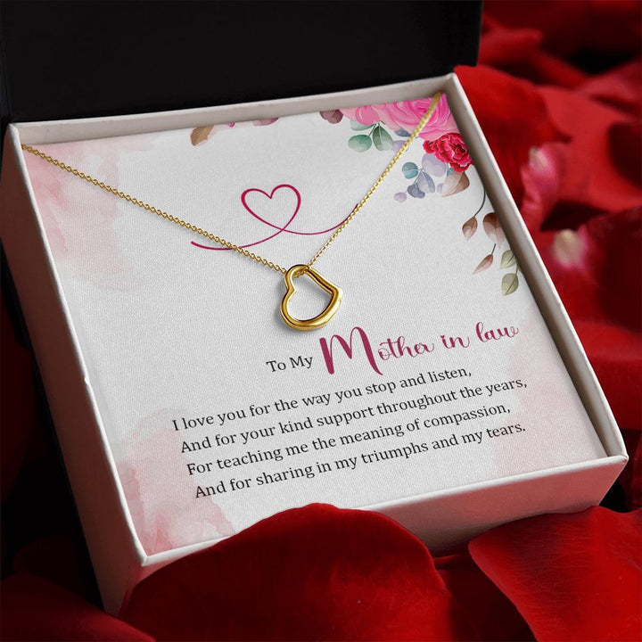 To My Mother-in-Law | Thank You for Your Love and Guidance - Delicate Heart Necklace