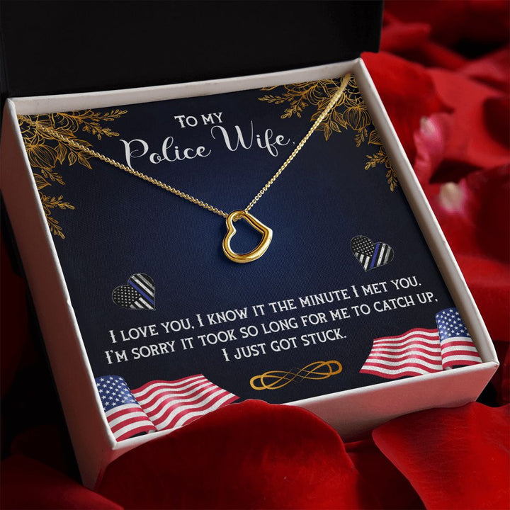 To My Police Wife | The Heart of a Hero, The Love of a Wife - Delicate Heart Necklace