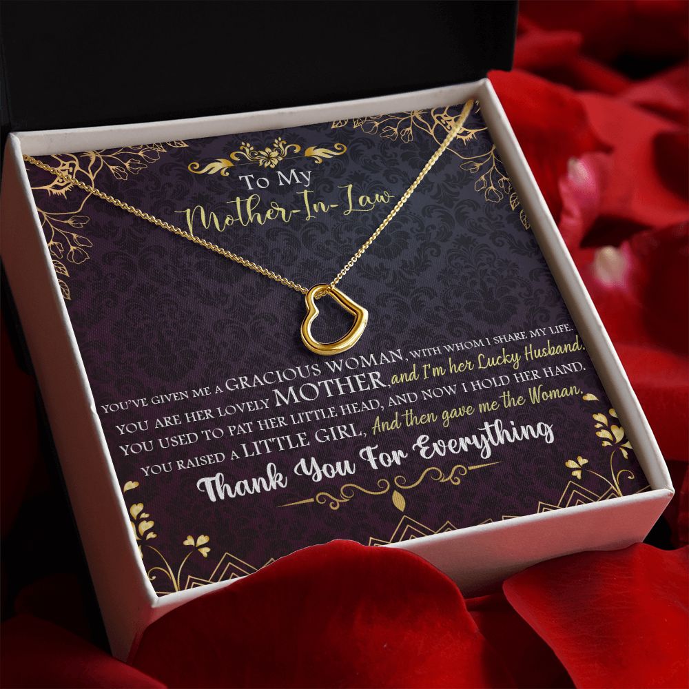 To My Mother-in-Law | For the Most Caring and Loving - Delicate Heart Necklace