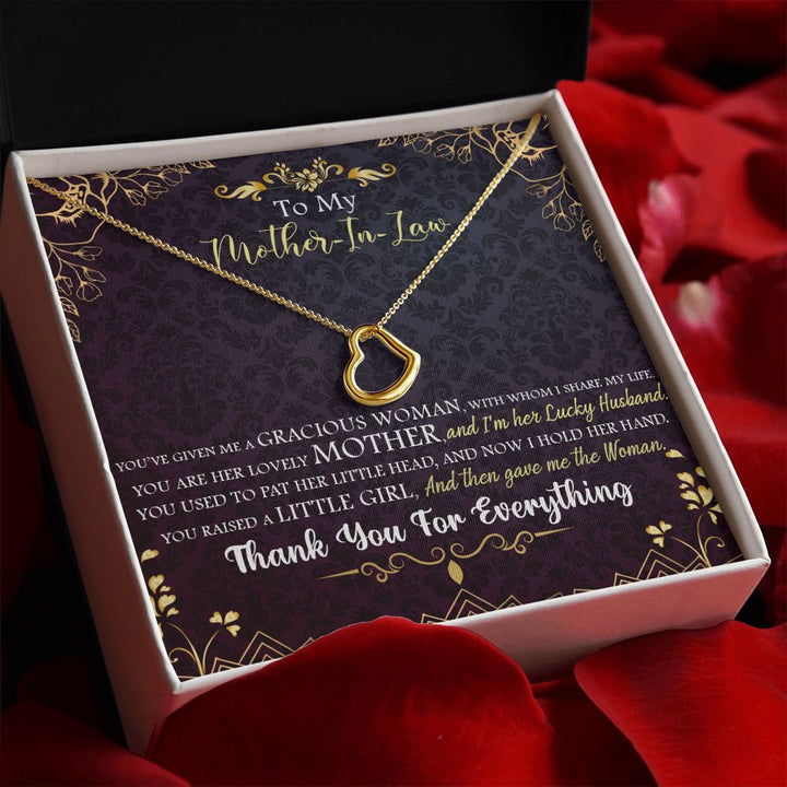 To My Mother-in-Law | For the Most Caring and Loving - Delicate Heart Necklace