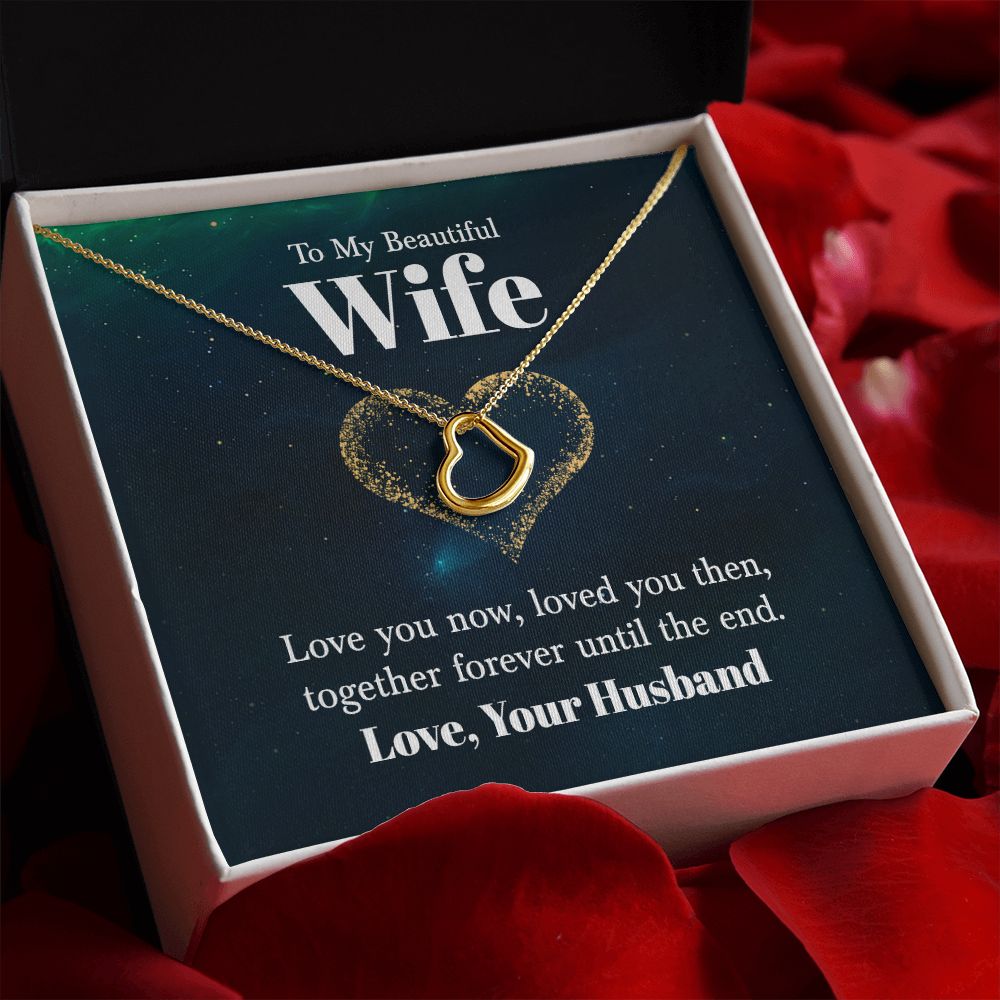 To My Beautiful Wife | Love You Now - Delicate Heart Necklace