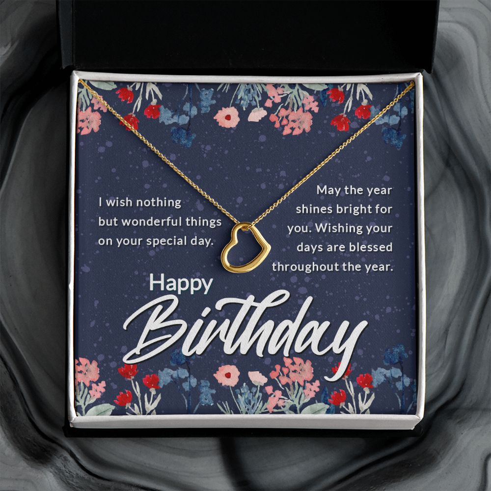 Happy Birthday | May the year shines bright for You - Delicate Heart Necklace