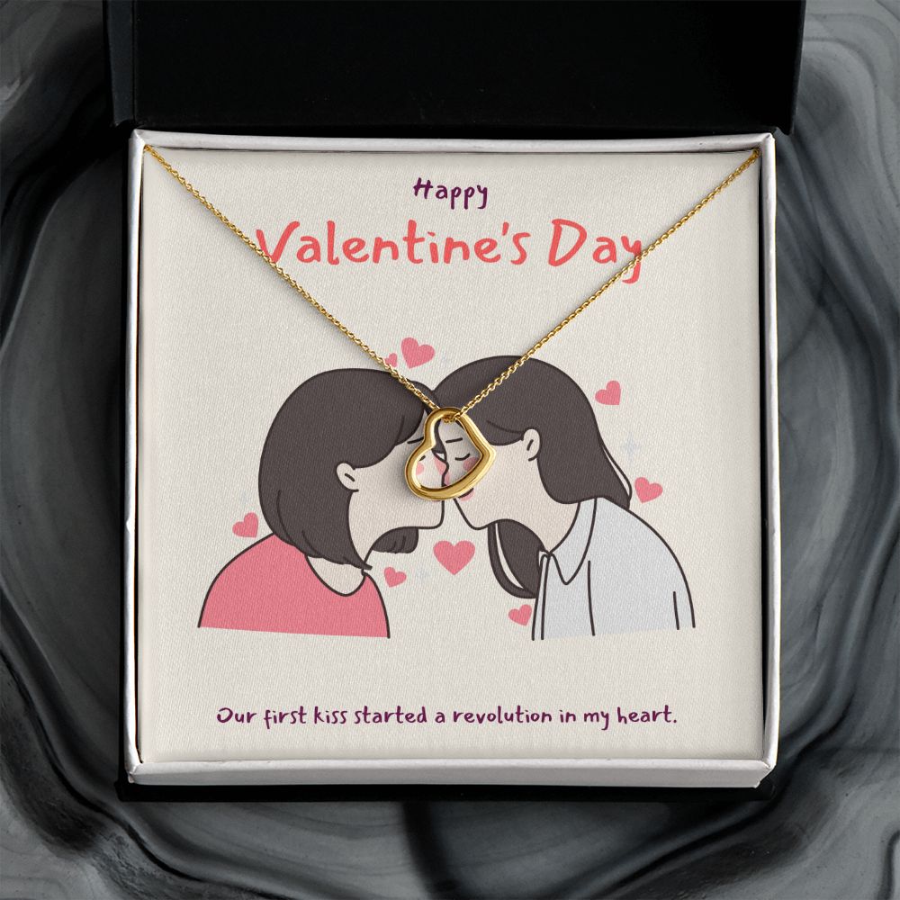Happy Valentine's Day | Our First Kiss LGBTQ for Women - Delicate Heart Necklace