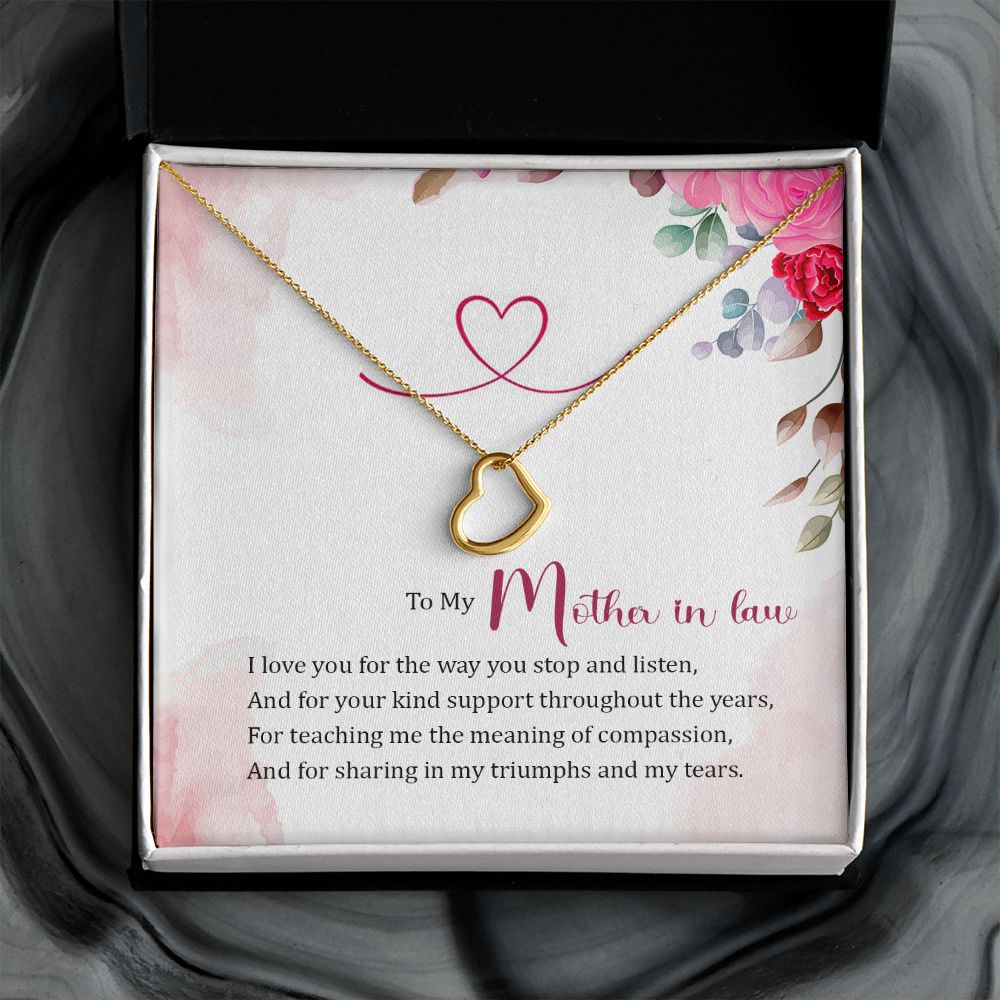 To My Mother-in-Law | Thank You for Your Love and Guidance - Delicate Heart Necklace