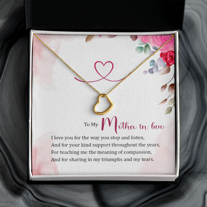 To My Mother-in-Law | Thank You for Your Love and Guidance - Delicate Heart Necklace