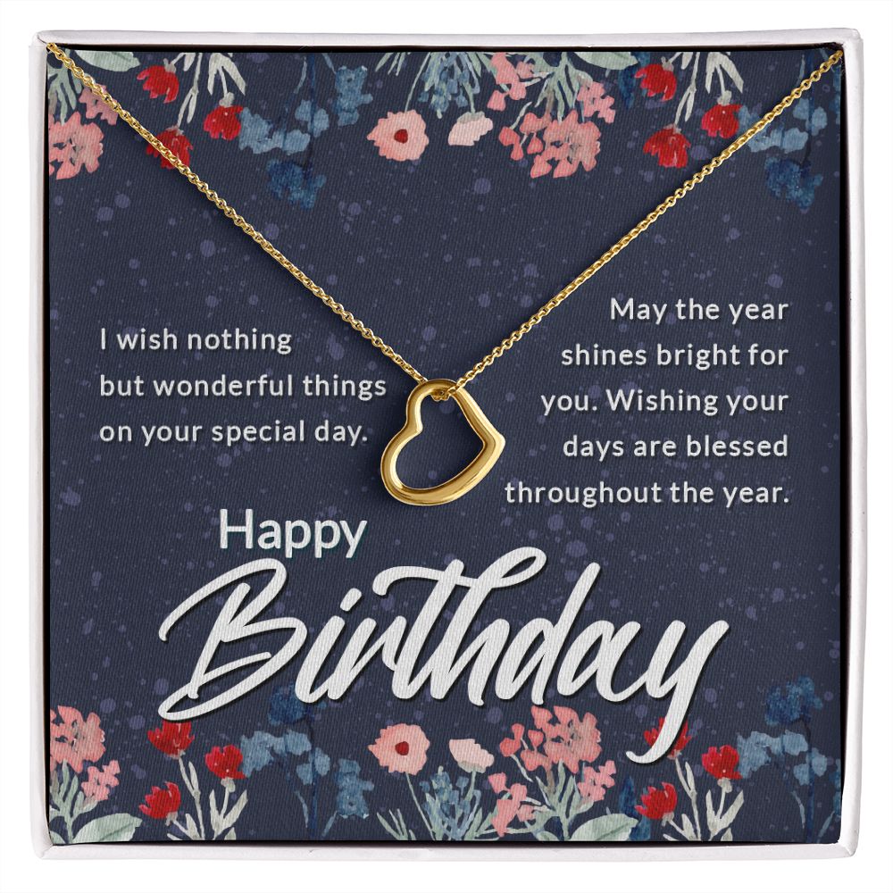 Happy Birthday | May the year shines bright for You - Delicate Heart Necklace