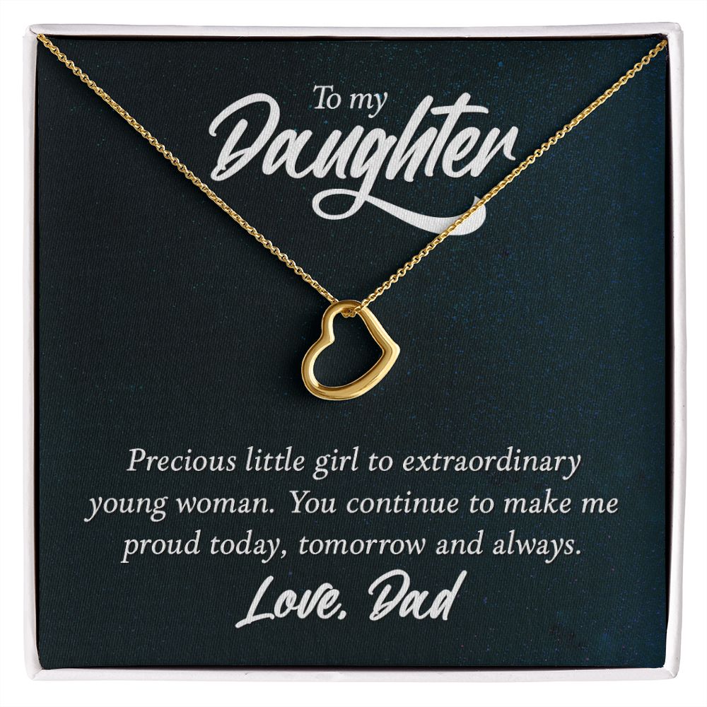 To My Daughter | Extraordinary Young Woman - Delicate Heart Necklace