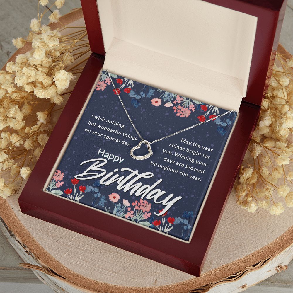 Happy Birthday | May the year shines bright for You - Delicate Heart Necklace