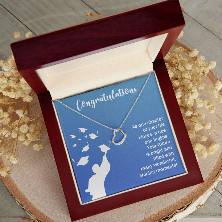 Happy Graduation | Your Journey Has Only Just Begun, Grad! Keep Climbing - Delicate Heart Necklace