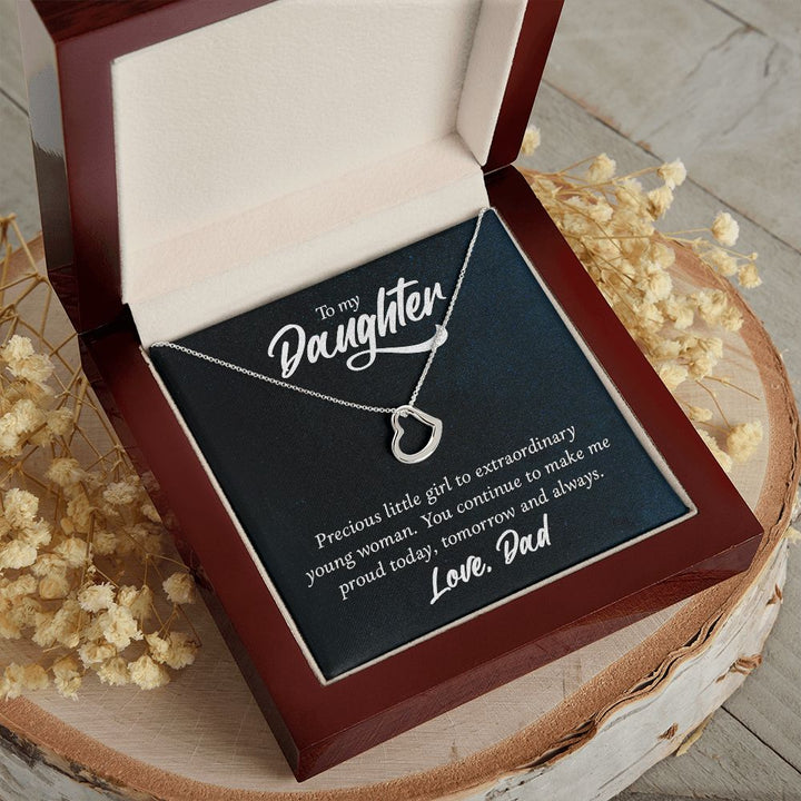 To My Daughter | Extraordinary Young Woman - Delicate Heart Necklace