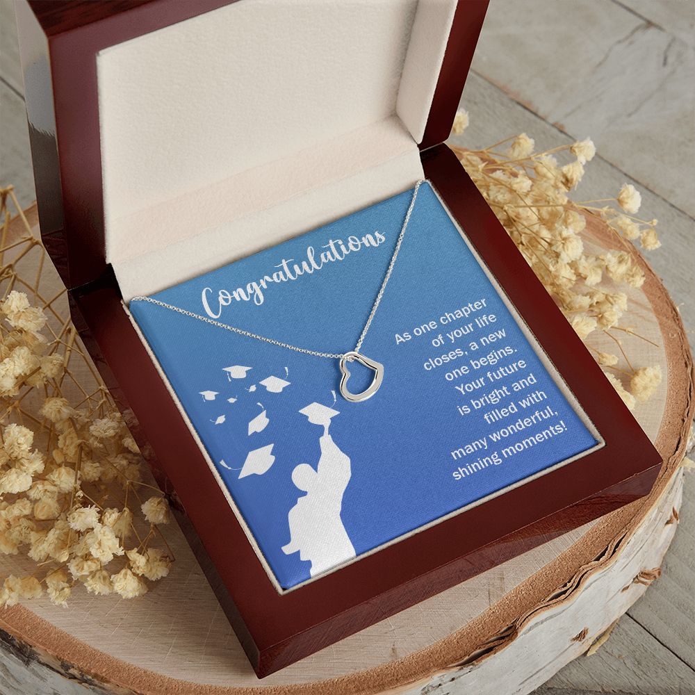Happy Graduation | Your Journey Has Only Just Begun, Grad! Keep Climbing - Delicate Heart Necklace