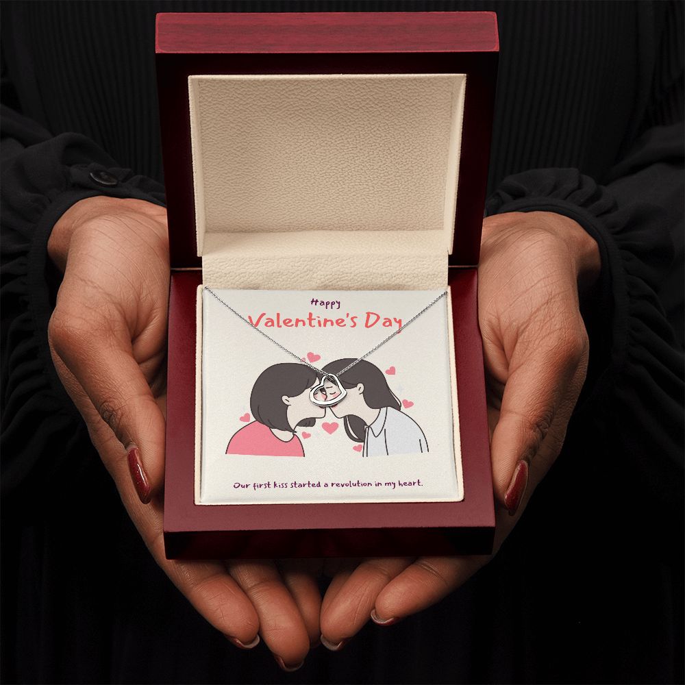 Happy Valentine's Day | Our First Kiss LGBTQ for Women - Delicate Heart Necklace