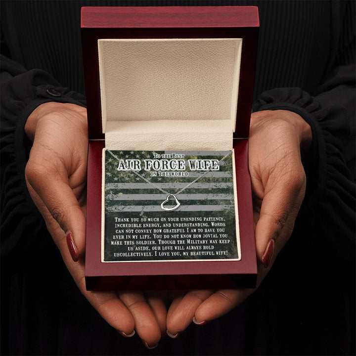 To My Air Force Wife | I am so proud of you and everything you do - Delicate Heart Necklace