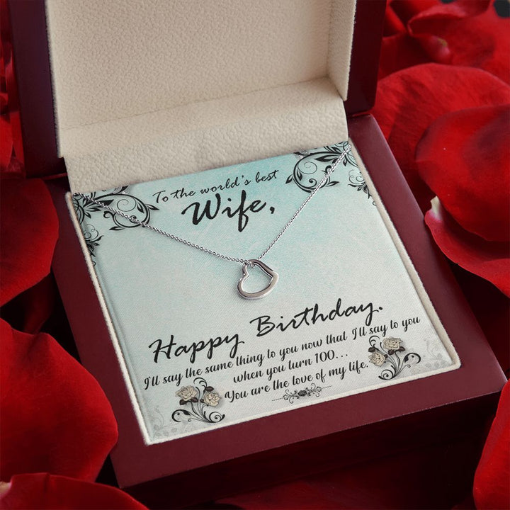 To My Wife | The World's best Wife - Delicate Heart Necklace