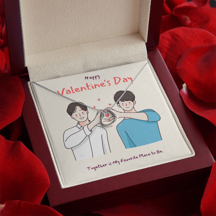 Happy Valentine's Day | Together is my Favorite Place to Be LGBTQ for Men - Delicate Heart Necklace