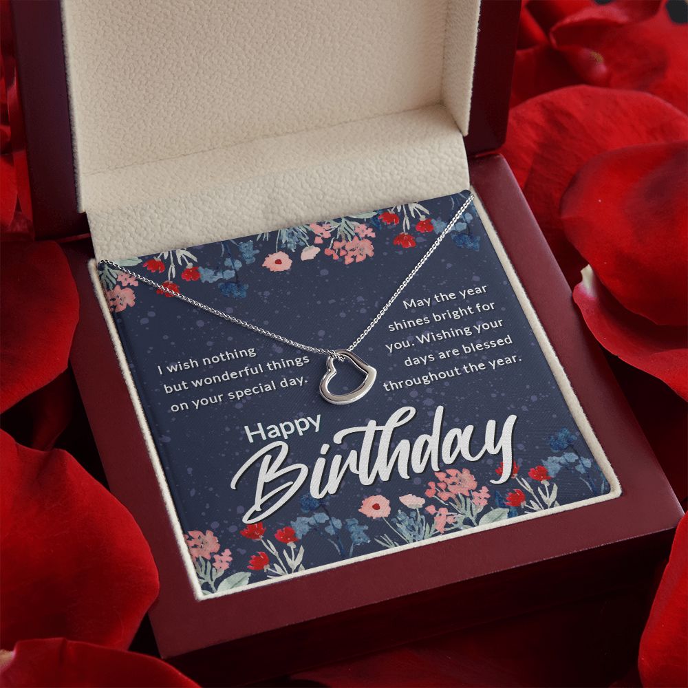 Happy Birthday | May the year shines bright for You - Delicate Heart Necklace