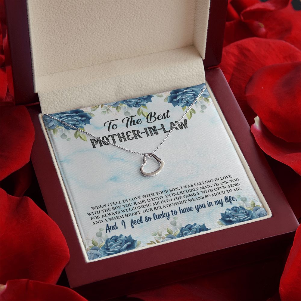 To My Mother-In-Law | Your Love is a Gift to Us All - Delicate Heart Necklace