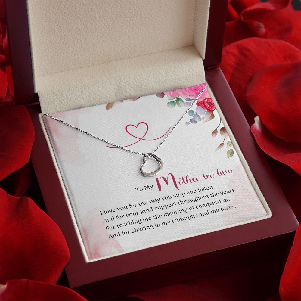To My Mother-in-Law | Thank You for Your Love and Guidance - Delicate Heart Necklace