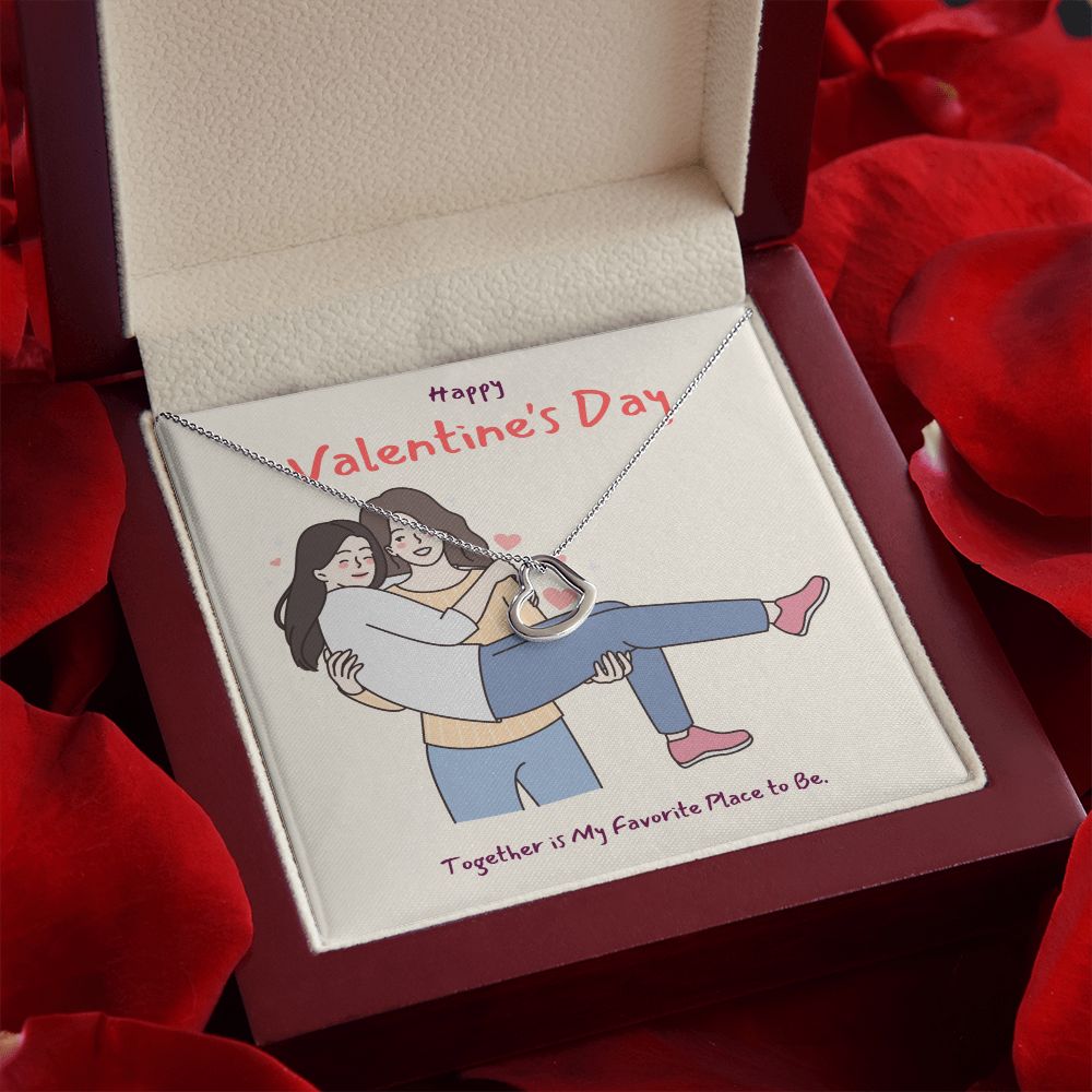 Happy Valentine's | All of Me, Loves All of You LGBTQ for Women - Delicate Heart Necklace