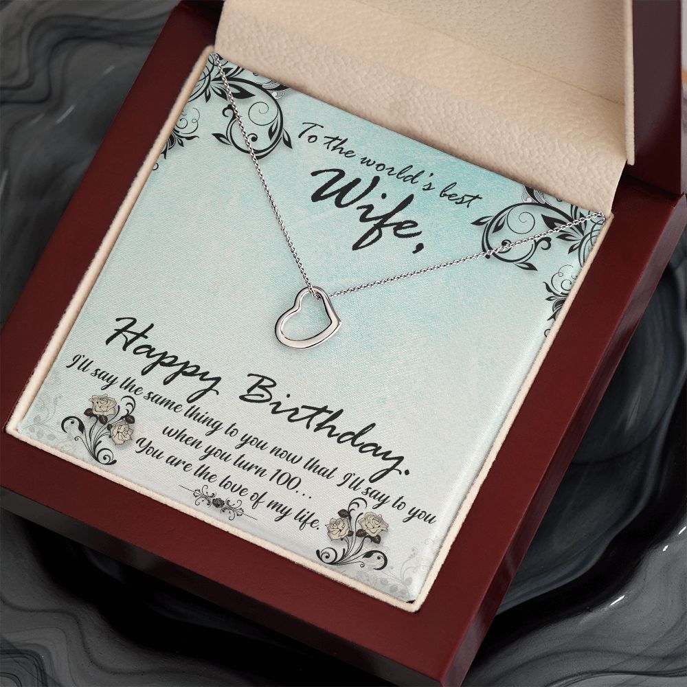 To My Wife | The World's best Wife - Delicate Heart Necklace