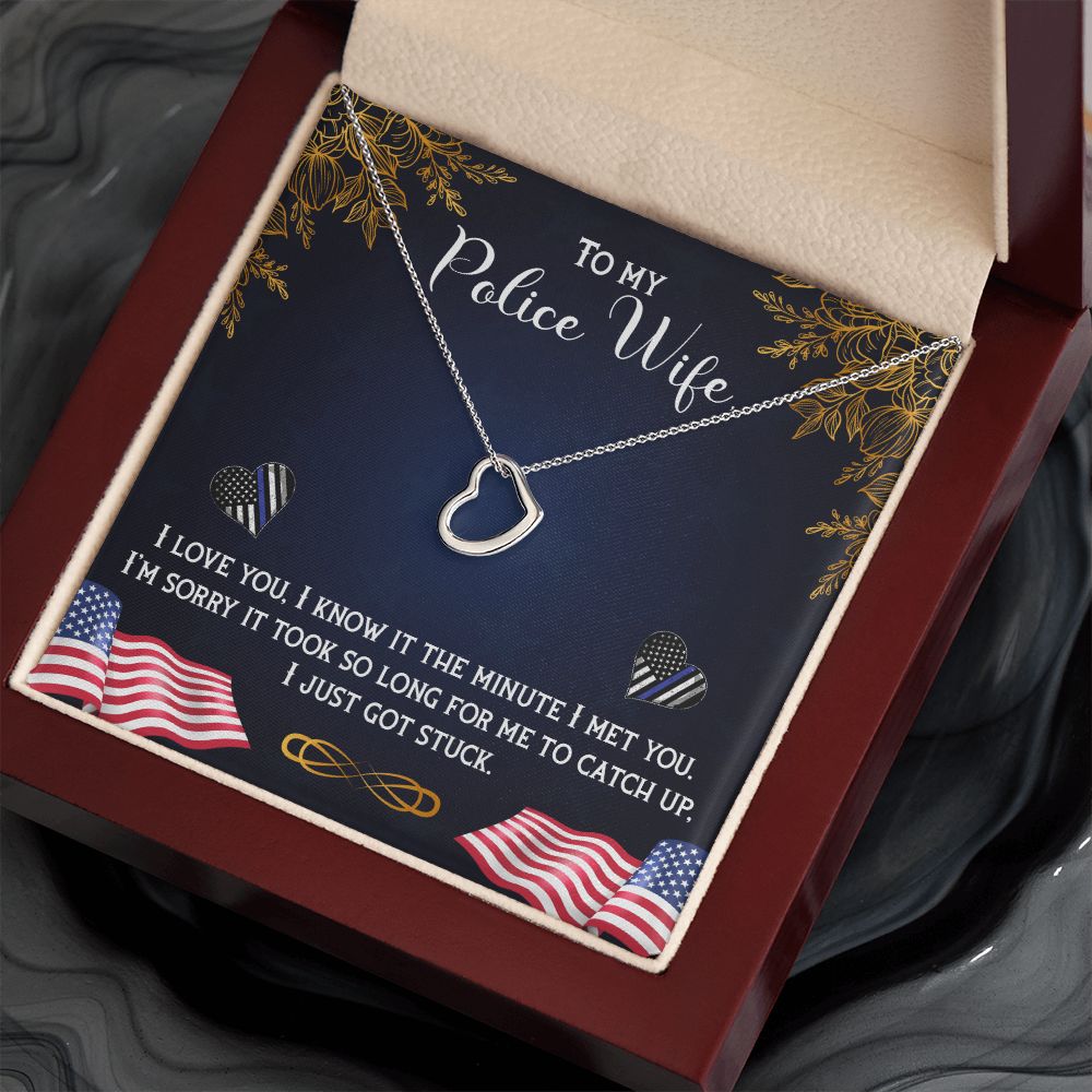 To My Police Wife | The Heart of a Hero, The Love of a Wife - Delicate Heart Necklace