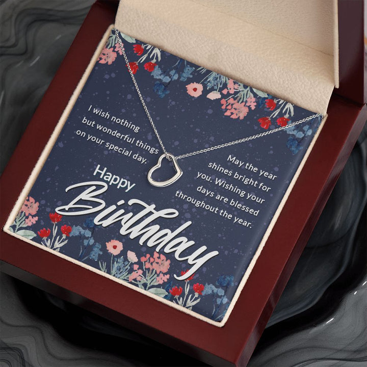 Happy Birthday | May the year shines bright for You - Delicate Heart Necklace