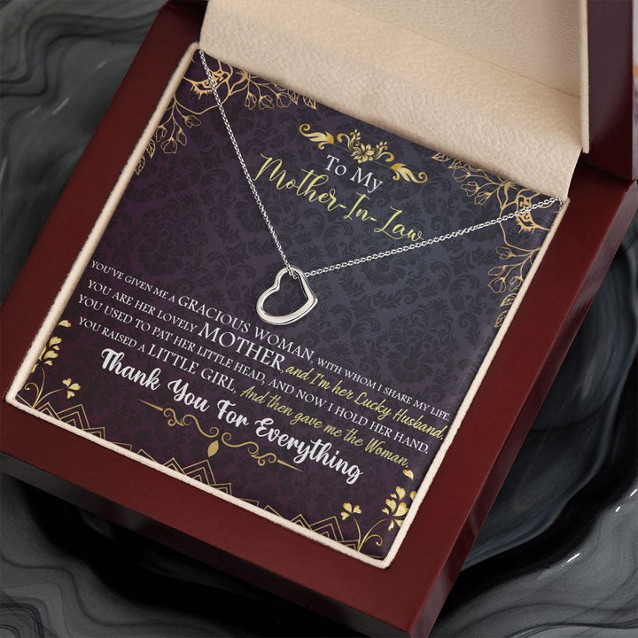 To My Mother-in-Law | For the Most Caring and Loving - Delicate Heart Necklace