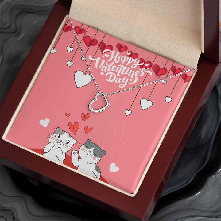 Happy Valentine's Day | I Love You More Than Words Can Say- Delicate Heart Necklace