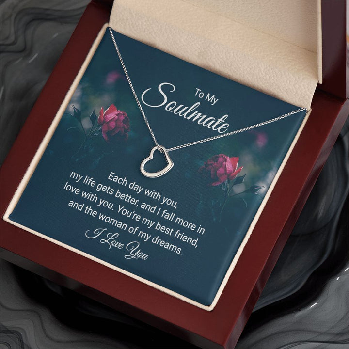 To My Soulmate | Each Day With You - Delicate Heart Necklace