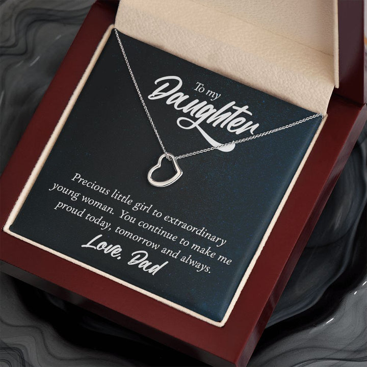 To My Daughter | Extraordinary Young Woman - Delicate Heart Necklace