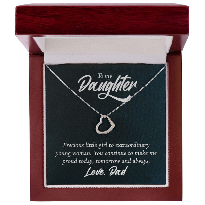 To My Daughter | Extraordinary Young Woman - Delicate Heart Necklace