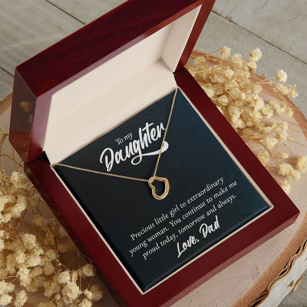 To My Daughter | Extraordinary Young Woman - Delicate Heart Necklace