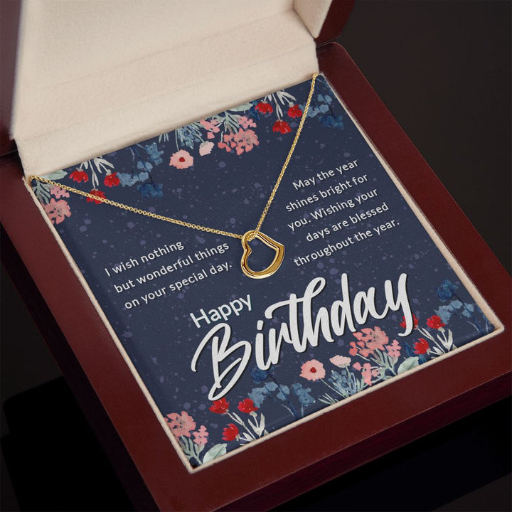 Happy Birthday | May the year shines bright for You - Delicate Heart Necklace