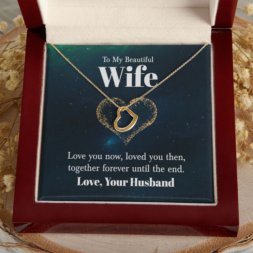 To My Beautiful Wife | Love You Now - Delicate Heart Necklace