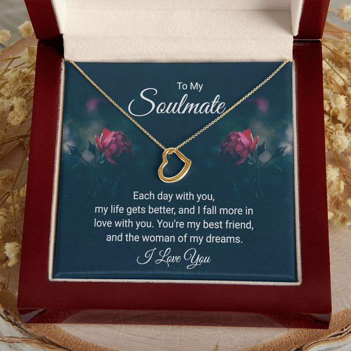 To My Soulmate | Each Day With You - Delicate Heart Necklace