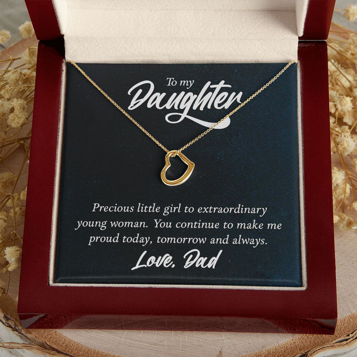 To My Daughter | Extraordinary Young Woman - Delicate Heart Necklace