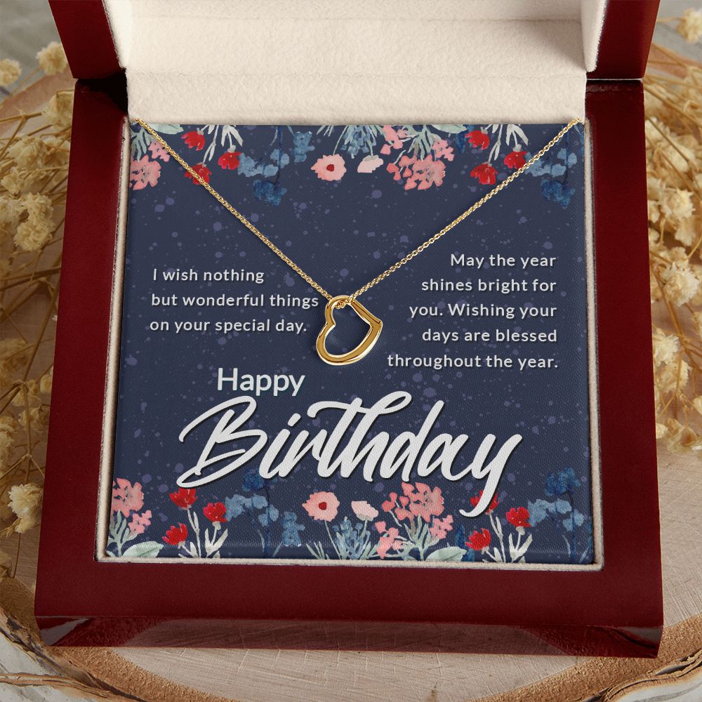 Happy Birthday | May the year shines bright for You - Delicate Heart Necklace