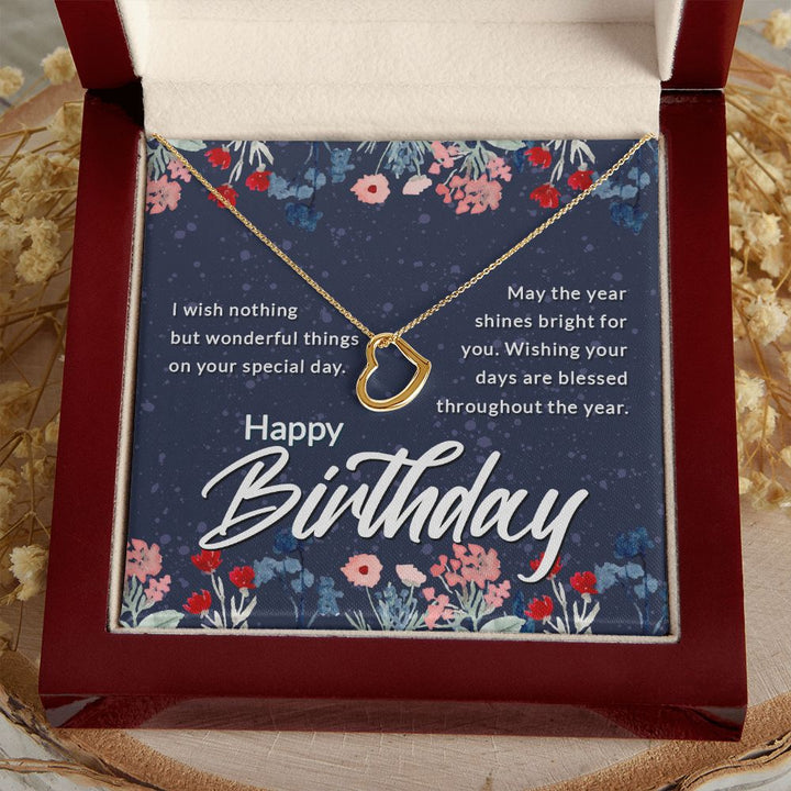 Happy Birthday | May the year shines bright for You - Delicate Heart Necklace