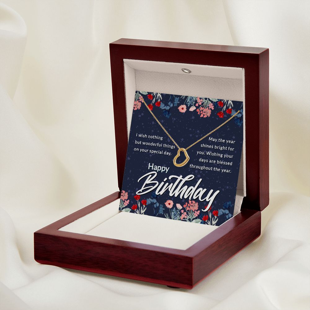 Happy Birthday | May the year shines bright for You - Delicate Heart Necklace