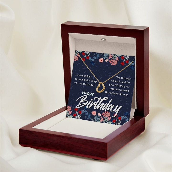 Happy Birthday | May the year shines bright for You - Delicate Heart Necklace