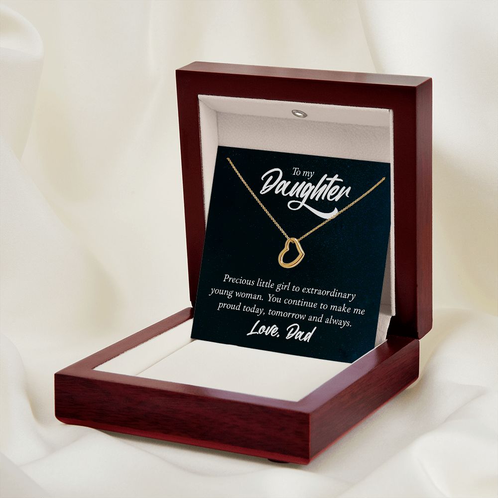 To My Daughter | Extraordinary Young Woman - Delicate Heart Necklace