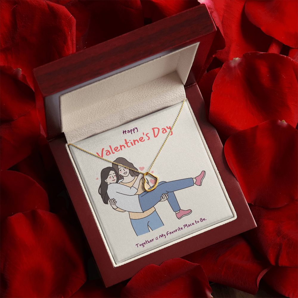 Happy Valentine's | All of Me, Loves All of You LGBTQ for Women - Delicate Heart Necklace