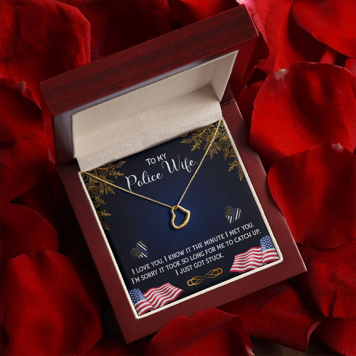 To My Police Wife | The Heart of a Hero, The Love of a Wife - Delicate Heart Necklace