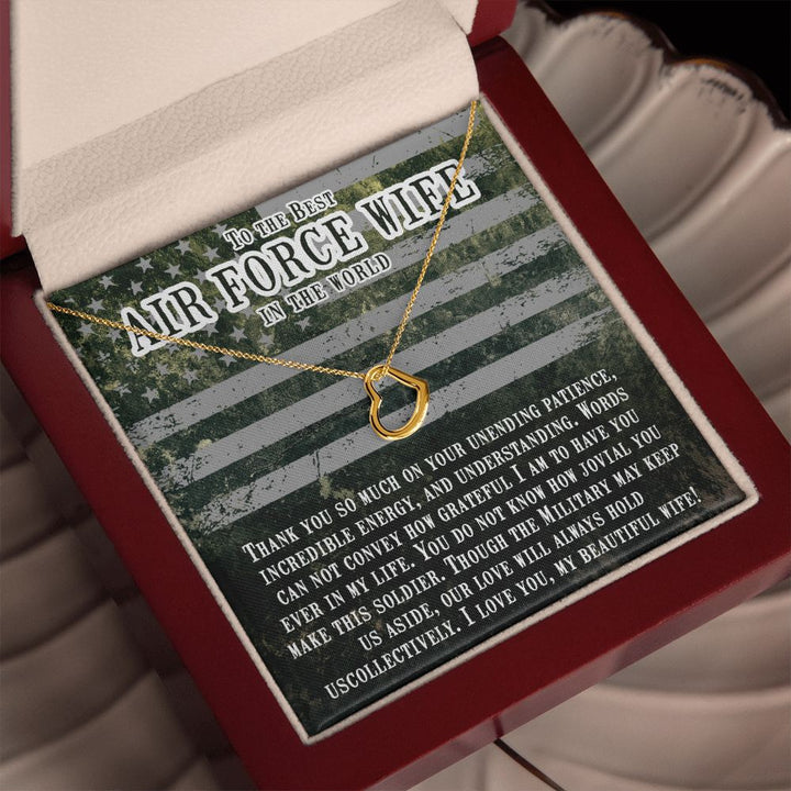 To My Air Force Wife | I am so proud of you and everything you do - Delicate Heart Necklace