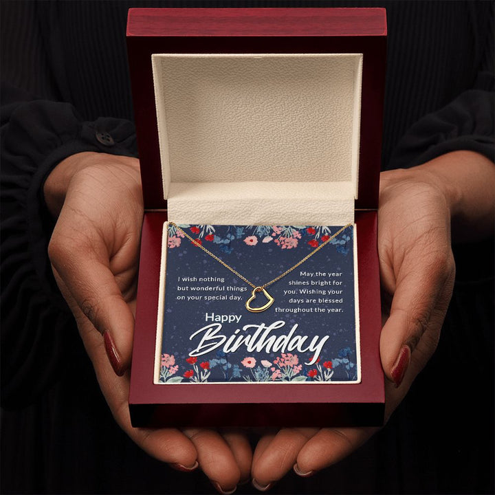 Happy Birthday | May the year shines bright for You - Delicate Heart Necklace