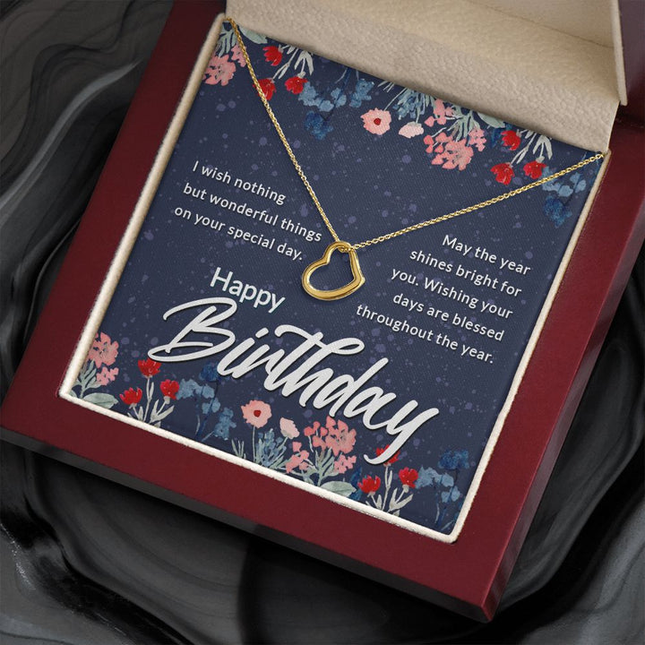 Happy Birthday | May the year shines bright for You - Delicate Heart Necklace