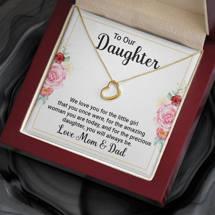 To Our Daughter | We Love You - Delicate Heart Necklace