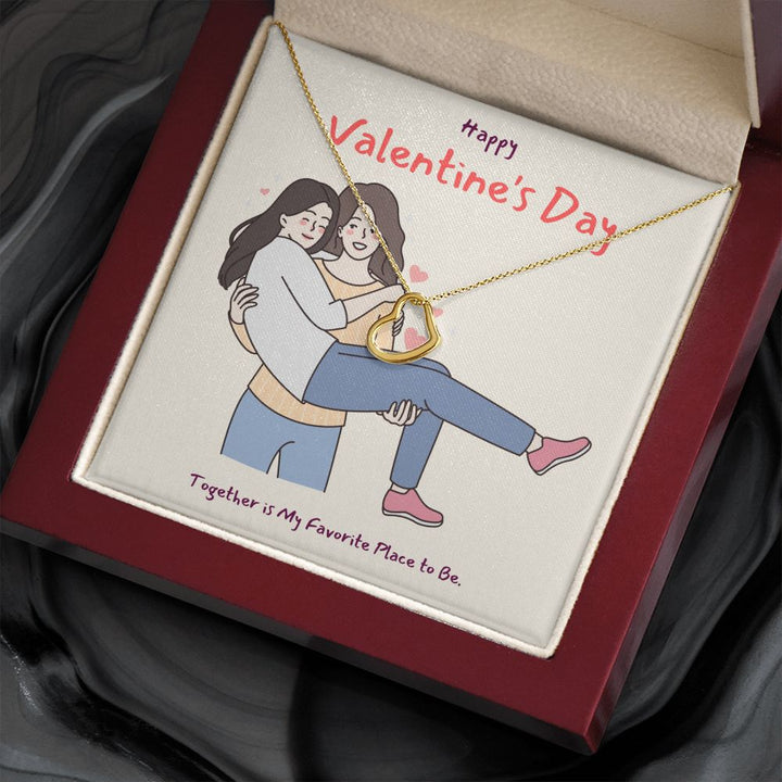 Happy Valentine's | All of Me, Loves All of You LGBTQ for Women - Delicate Heart Necklace